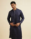 Dark Blue Jaal Patterned Kurta Set